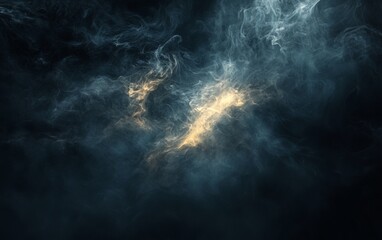 Mysterious wisps of smoke dance in dim light creating an ethereal atmosphere at night