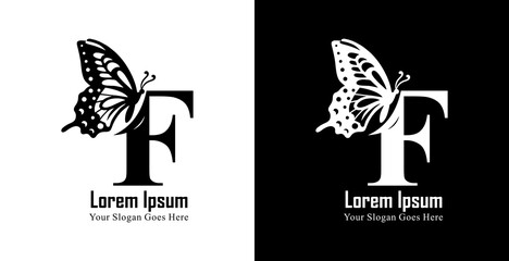 F letter logo design combined with butterfly © Yohanes
