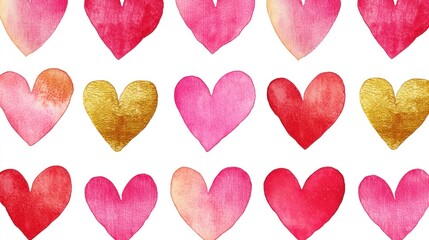 Obraz premium Watercolor Hearts Pattern: A Romantic Valentine's Day Design