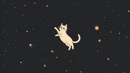 Cosmic Cat: A whimsical illustration of a cat floating among the stars.