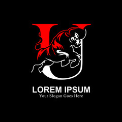 logo design in the form of a jumping bull combined with the letter U