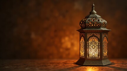 Arabian Nights Inspired Brass Lantern with Intricate Pattern