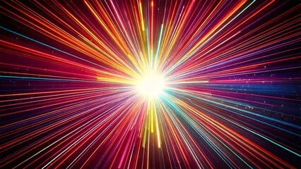 カラフルなレーザー風サンバースト 近未来の雰囲気 背景素材 16:9サイズ AI生成素材