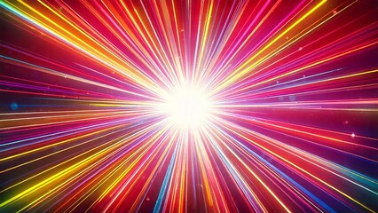 Obraz premium カラフルなレーザー風サンバースト 近未来の雰囲気 背景素材 16:9サイズ AI生成素材