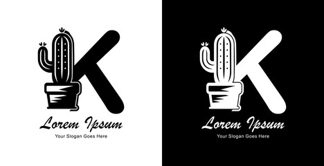 cactus logo design combined with the letter K © Yohanes