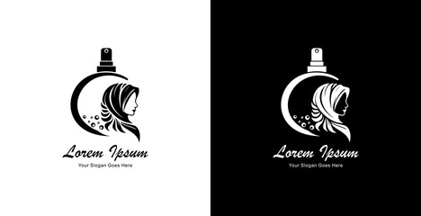 perfume bottle and woman silhouette logo design