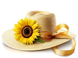 straw hat with yellow flower