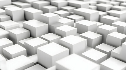 Abstract white cube city landscape background