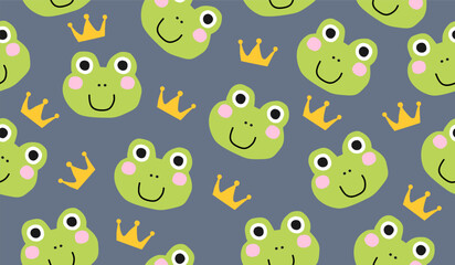 Obraz premium Cute frog pattern background vector design