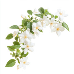 Obraz premium White Jasmine Blossoms with Lush Green Leaves on Arching Stem