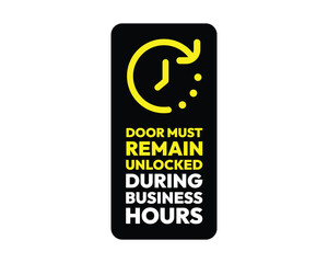 Safety Notice Door Must Remain Unlocked Sign High-quality Vector Image