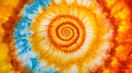 Abstract orange blue swirl spiral, vibrant colors, background texture, design element