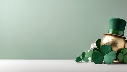 St. Patrick's Day banner with empty space Without Text, Minimal background, holiday banner poster background for advertisement ads