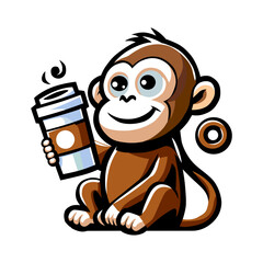 Cute Monkey with Coffee
