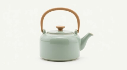 Elegantly Positioned Ceramic Teapot with Wooden Handle