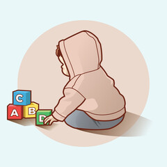 Toddler Playing Alphabet Cube