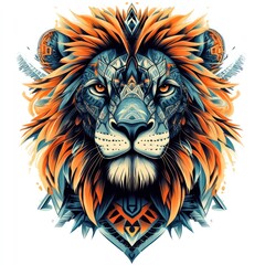 Obraz premium Lion head with intricate pattern artwork suitable for graphic design, print, or digital display