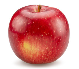 Ripe red apple with yellow spots on white background. File contains clipping path.