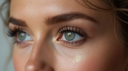 Fototapeta premium Close-up of Model's Eye with Subtle Shimmer