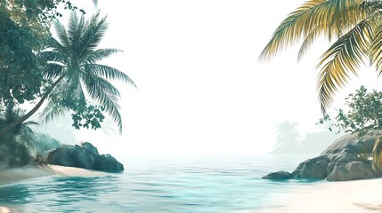 tropical beach with palm trees