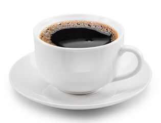 Cup of coffee, front view, isolated on white background. File contains clipping path.
