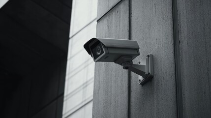 A close-up of a modern security camera mounted on a building exterior, capturing a clear view of the entrance, emphasizing the importance of surveillance for safety.