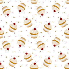 Sweet cupcake pattern background.