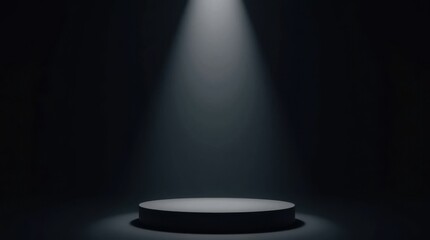 Dramatic Spotlight on Pedestal in Dark Studio