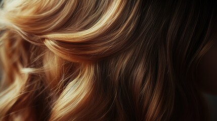 A close-up shot of a woman with long, flowing hair styled in loose waves, illuminated by soft natural light, showcasing the beauty and elegance of effortless hairstyles.