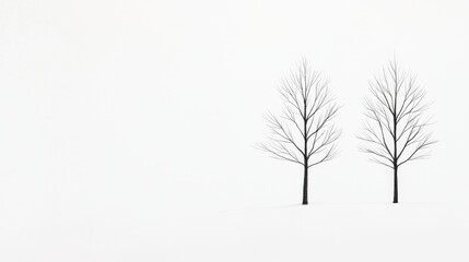 Bare Trees in Snow-Covered Landscape