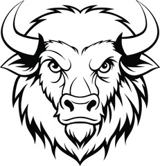 American Bison Head Line Art Vector, Experience the mesmerizing world of animal design sticker logo minimalist simple illustration clipart icon vector.