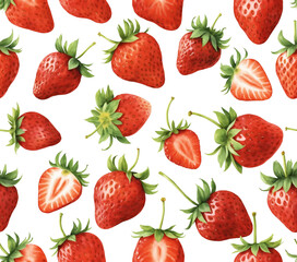 Seamless strawberry pattern isolated from background. Can be applied to any background color. transparent background png
