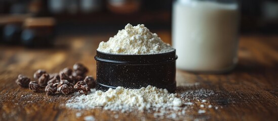 Flour and Chocolate Candies on Rustic Wooden Table