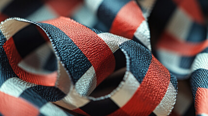 Colorful ribbon displaying a classic checkered pattern in vibrant hues of red and blue