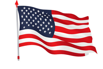 Fototapeta premium Waving American Flag on Transparent Background