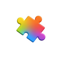 Fototapeta premium A bold 3D-rendered puzzle piece icon with a smooth, glossy surface and slightly rounded edges
