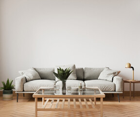 interior mockup background empty wall in living room cozy home 3d render