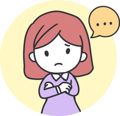 Pondering Girl Thoughtful Moments in Vector Art. Ideal for use in discussing child development like children books, education materials, psychological or mental health content.