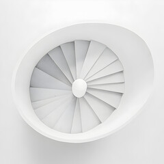 Obraz premium Turbine Engine Fan: A captivating, high-angle shot of a turbine engine fan, showcasing its intricate design and pristine structure. The image focuses on the fan's blades.