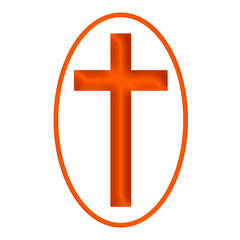 Orange 3D Holy Christian Cross in Different Styles | Christian Cross in Orange Color | Christian Faith, Catholic Religion Symbol