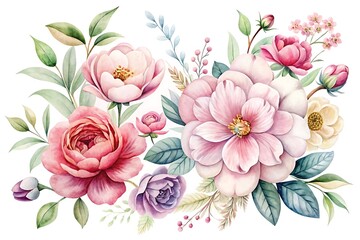 Fototapeta premium Watercolor painting of a flower bouquet