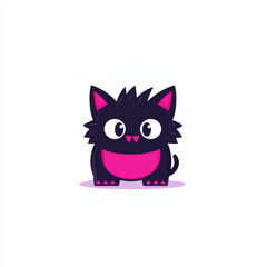 Obraz premium Cute Pink Cartoon Furry Cat with a Playful Look