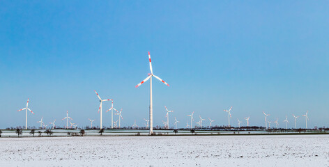 wind generators in sunset