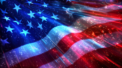 Dynamic USA Flag Light Burst Background – Perfect for Patriotic, Independence Day & Celebration Designs