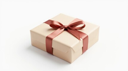 Obraz premium Neatly Wrapped Gift Box with Satin Ribbon Bow