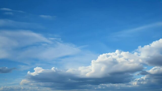 video capturing soft white clouds drifting bright blue sky windy day presenting calm peaceful natural atmosphere