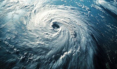 Hurricane swirling over ocean captured from above showcasing powerful storm dynamics