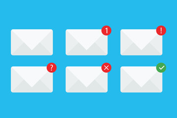 Mail, Inbox,envelope Failed to send, not sent, sent icons.
