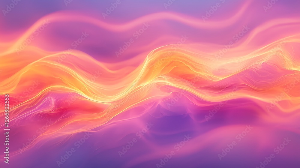 Poster abstract pink-orange waves flow; digital art background for design