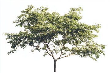 A lush, green tree with full foliage isolated on a white background.